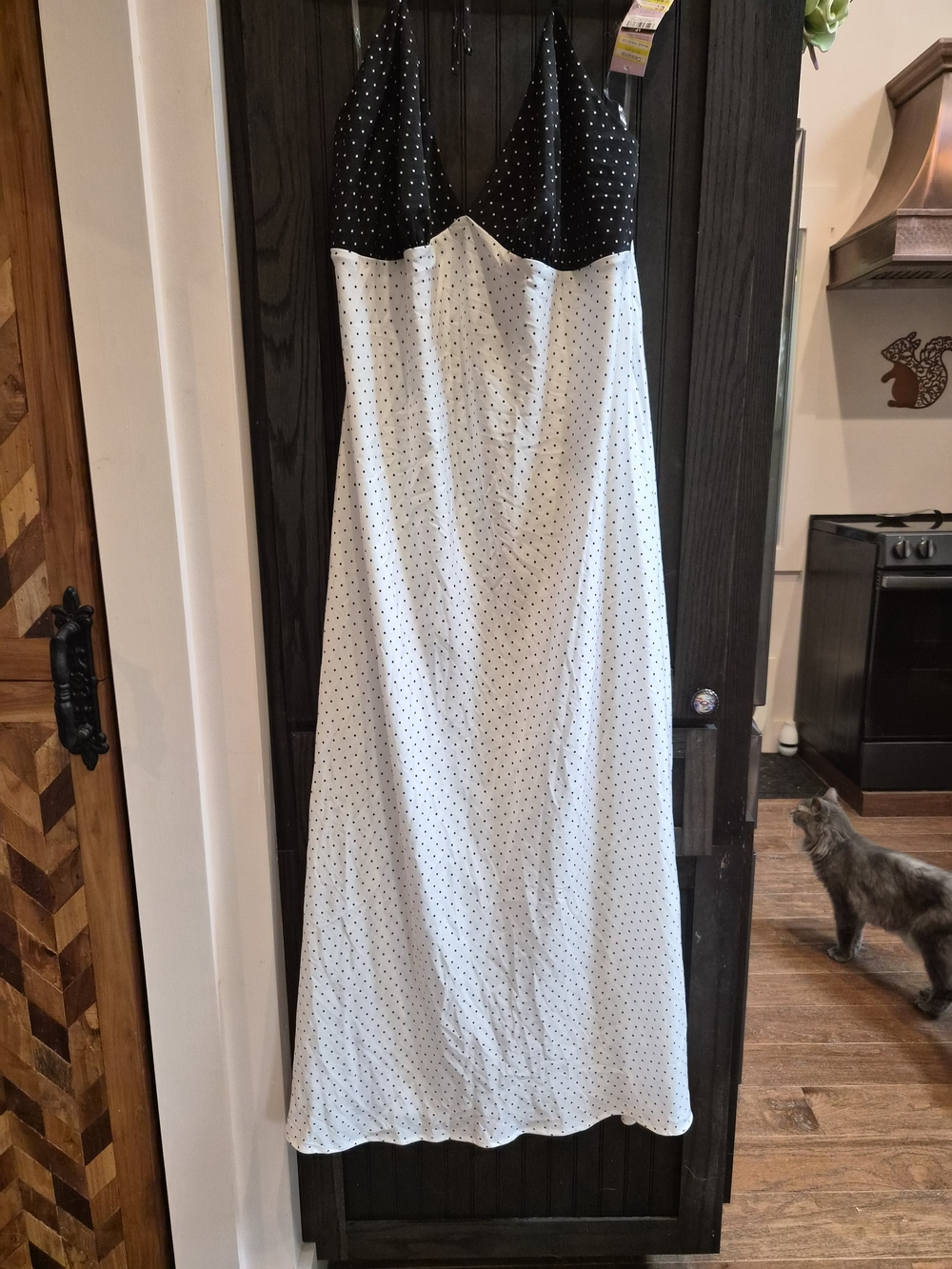 Wild Fable Black & White Polka Dot Halter Maxi Dress